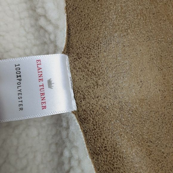 Elaine Turner Womens Sleeveless Faux Suede Leather Open Vest Size M/L Shearling - Picture 7 of 16